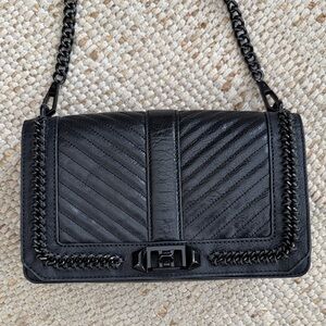 Rebecca Minkoff Black Quilted Chevron Chain Crossbody